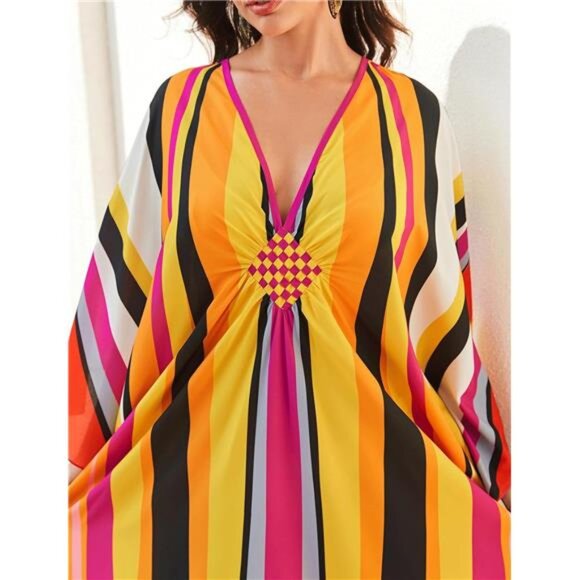 Kaftan Dresses for Women Plus Size Batwing Sleeve Caftans Long Bathing Suit - Picture 6 of 8